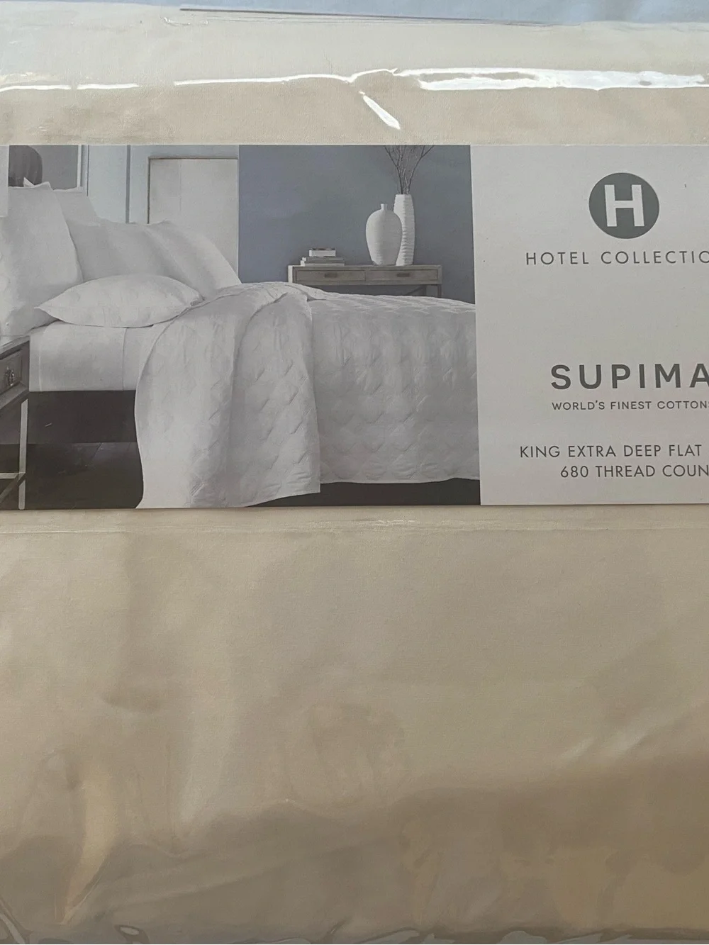 Hotel Collection 680 Thread Count Cotton KING EXTRA DEEP Flat Sheet Ivory New /D